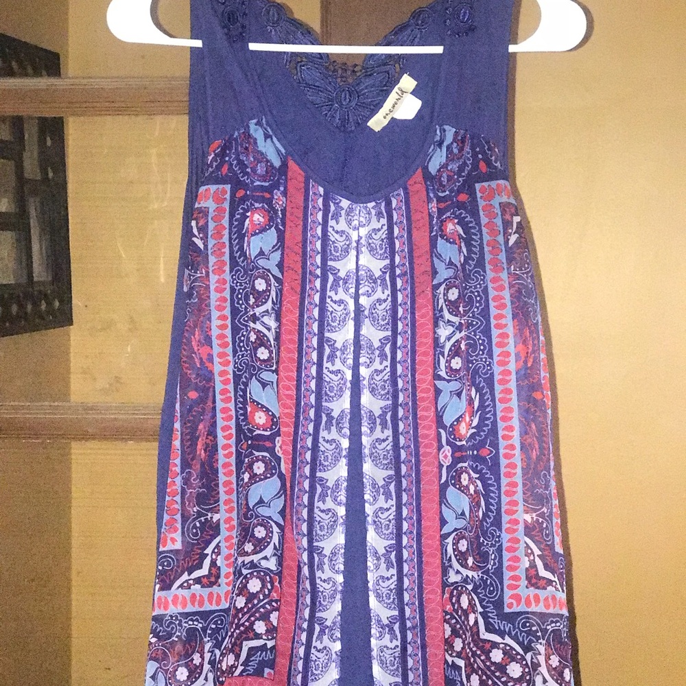 OneWorld Printed Medium Tank Top - Blue